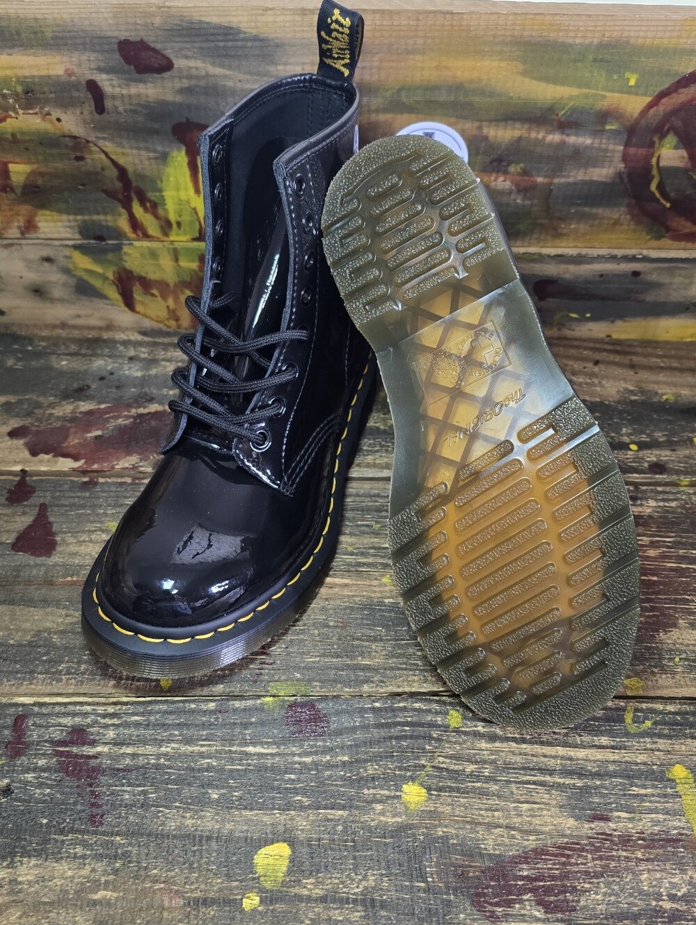 Dr. Martens Women Combat Boot Casual 1460 11821 Patent Leather Black Size 7 New - Picture 7 of 8